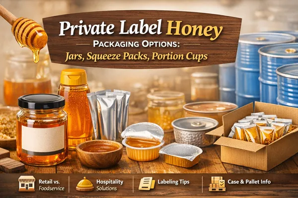 Private Label Honey Packaging Options: Jars, Squeeze Packs, Portion Cups